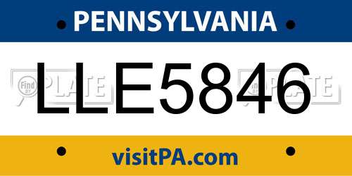 LLE5846 Pennsylvania License Plate