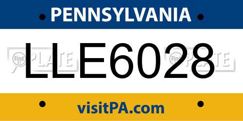 LLE6028 Pennsylvania License Plate