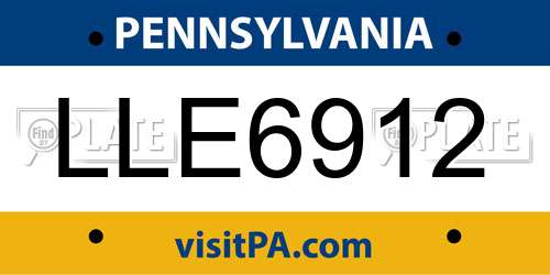 LLE6912 Pennsylvania License Plate