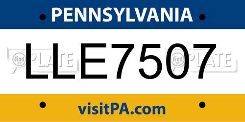 LLE7507 Pennsylvania License Plate