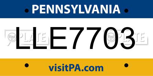 LLE7703 Pennsylvania License Plate