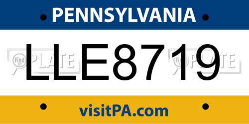 LLE8719 Pennsylvania License Plate