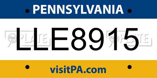 LLE8915 Pennsylvania License Plate