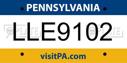 LLE9102 Pennsylvania License Plate