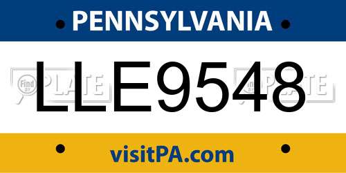 LLE9548 Pennsylvania License Plate