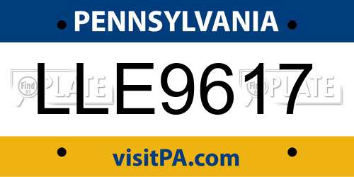 LLE9617 Pennsylvania License Plate