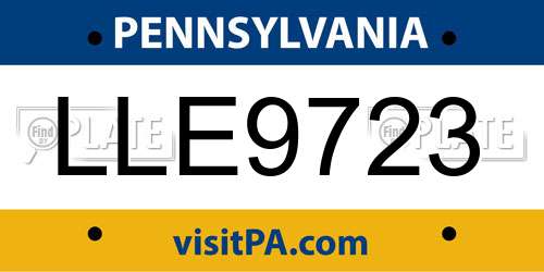 LLE9723 Pennsylvania License Plate