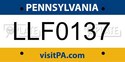 LLF0137 Pennsylvania License Plate