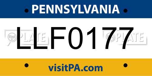 LLF0177 Pennsylvania License Plate