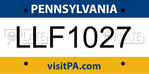 LLF1027 Pennsylvania License Plate