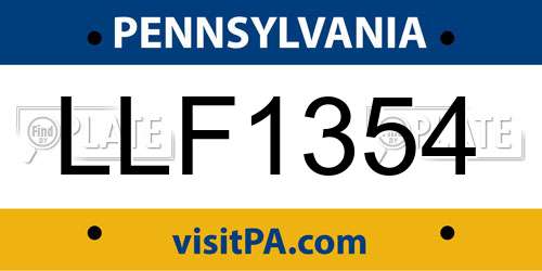 LLF1354 Pennsylvania License Plate
