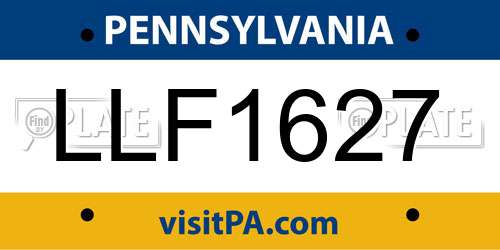 LLF1627 Pennsylvania License Plate