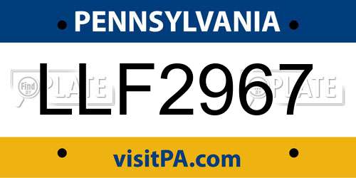 LLF2967 Pennsylvania License Plate