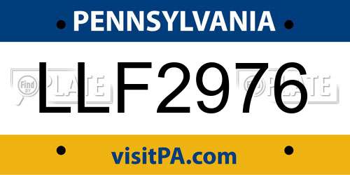 LLF2976 Pennsylvania License Plate