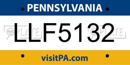 LLF5132 Pennsylvania License Plate