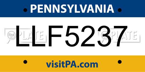 LLF5237 Pennsylvania License Plate