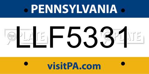 LLF5331 Pennsylvania License Plate