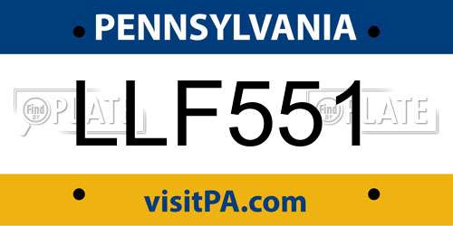 LLF551 Pennsylvania License Plate