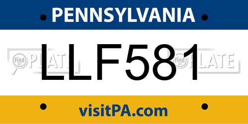 LLF581 Pennsylvania License Plate