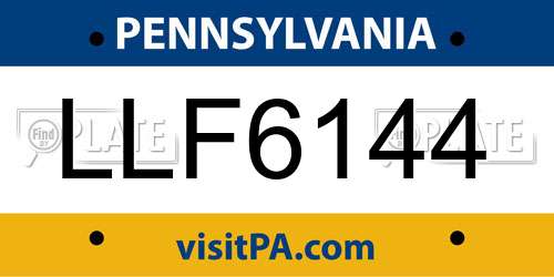 LLF6144 Pennsylvania License Plate