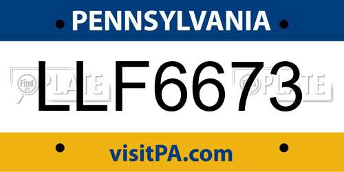 LLF6673 Pennsylvania License Plate