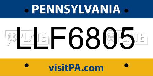 LLF6805 Pennsylvania License Plate