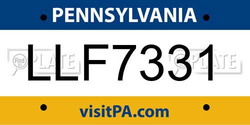 LLF7331 Pennsylvania License Plate