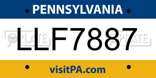 LLF7887 Pennsylvania License Plate