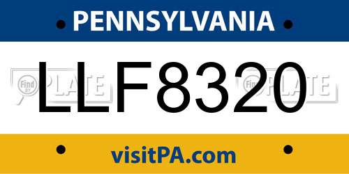 LLF8320 Pennsylvania License Plate