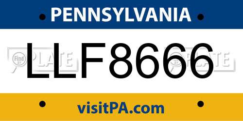 LLF8666 Pennsylvania License Plate