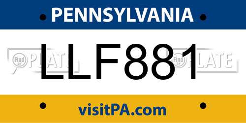 LLF881 Pennsylvania License Plate