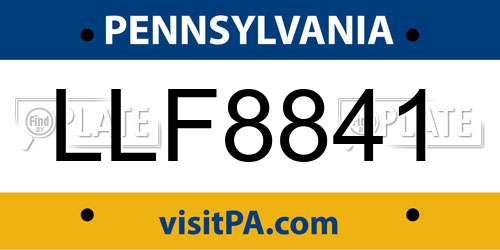 LLF8841 Pennsylvania License Plate