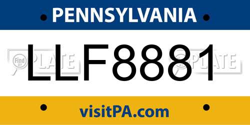 LLF8881 Pennsylvania License Plate