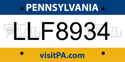 LLF8934 Pennsylvania License Plate