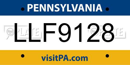 LLF9128 Pennsylvania License Plate