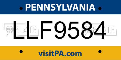 LLF9584 Pennsylvania License Plate