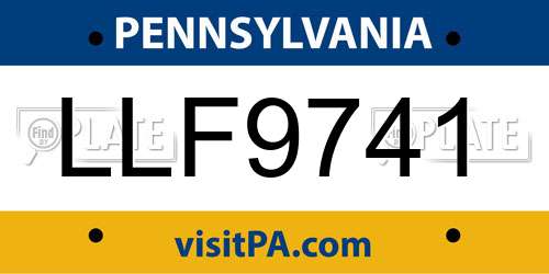LLF9741 Pennsylvania License Plate