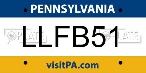 LLFB51 Pennsylvania License Plate