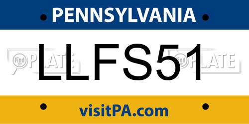 LLFS51 Pennsylvania License Plate