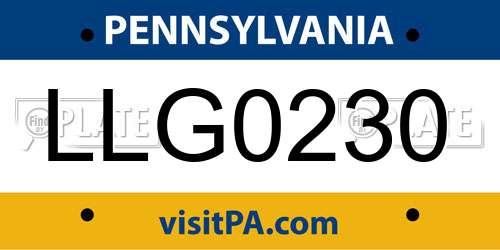 LLG0230 Pennsylvania License Plate