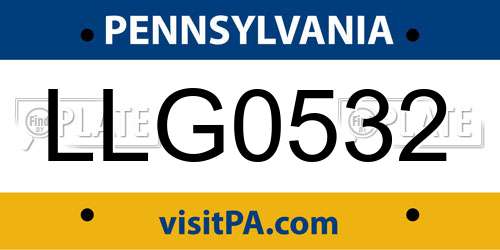 LLG0532 Pennsylvania License Plate