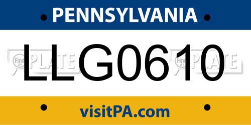 LLG0610 Pennsylvania License Plate