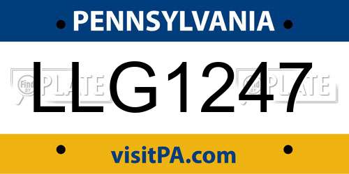 LLG1247 Pennsylvania License Plate