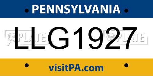LLG1927 Pennsylvania License Plate