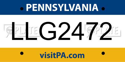 LLG2472 Pennsylvania License Plate