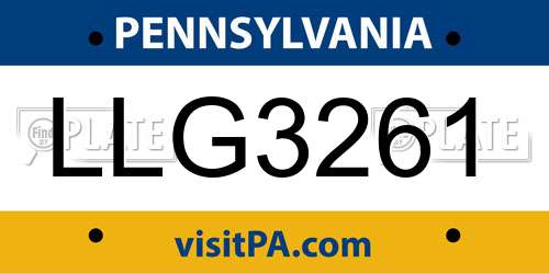 LLG3261 Pennsylvania License Plate