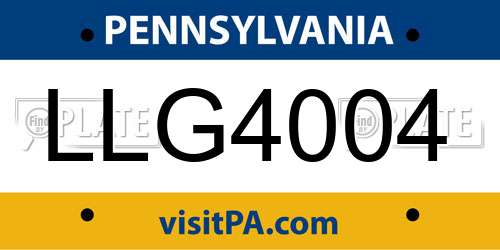 LLG4004 Pennsylvania License Plate