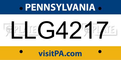 LLG4217 Pennsylvania License Plate