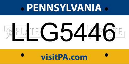 LLG5446 Pennsylvania License Plate