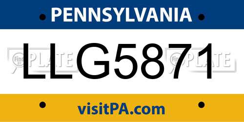 LLG5871 Pennsylvania License Plate